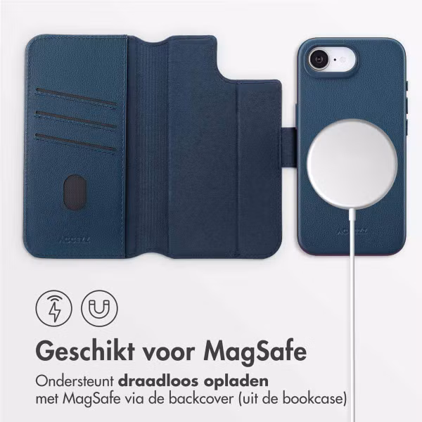 Accezz Leather Bookcase 2-in-1 met MagSafe Apple iPhone 16e - Nightfall Blue