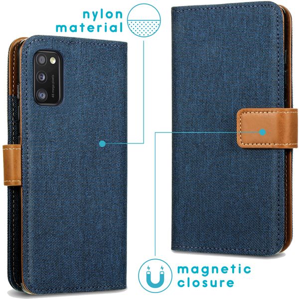 imoshion Luxe Canvas Bookcase Samsung Galaxy A41 - Donkerblauw