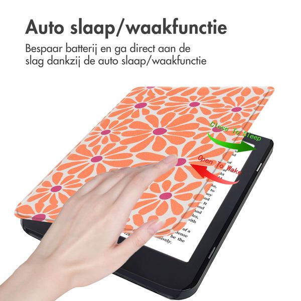 imoshion Design Slim Hard Case Bookcase Kobo Nia - Orange Flowers Connect