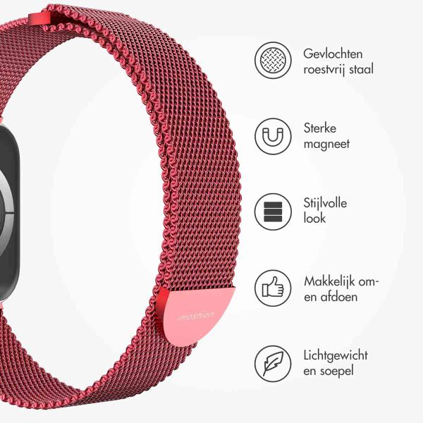 imoshion Milanees magnetisch bandje Apple Watch Series 1 - 9 / SE (38/40/41 mm) | Series 10 / 11 (42 mm) - Maat S - Rood