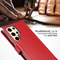 Selencia Echt Leren Bookcase Samsung Galaxy S25 Ultra - Rood