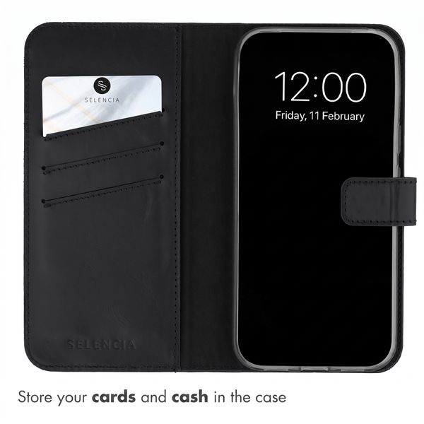 Selencia Genuine Leather Wallet Case Google Pixel 11 / 11 Pro - Black