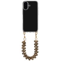 Selencia Transparent Case with Hooks + Lova Wrist Strap Apple iPhone 16 - Tortoise Leopard