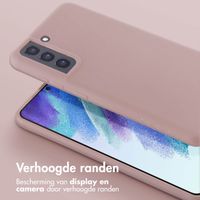 Selencia Siliconen hoesje met afneembaar koord Samsung Galaxy S21 FE - Sand Pink