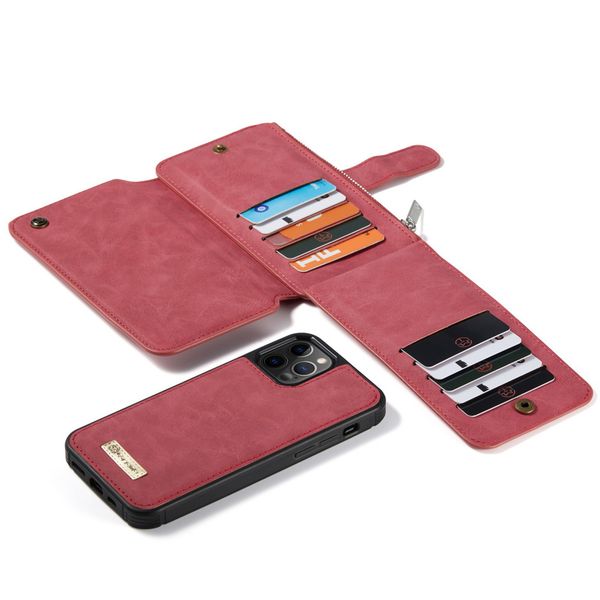 CaseMe Luxe 2 in 1 Portemonnee Bookcase iPhone 12 Pro Max - Rood