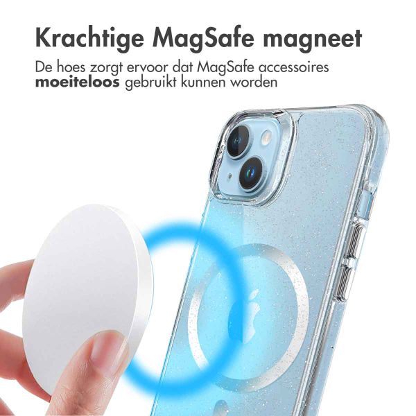 imoshion Clear Glitter Backcover met MagSafe Apple iPhone 14 - Zilver