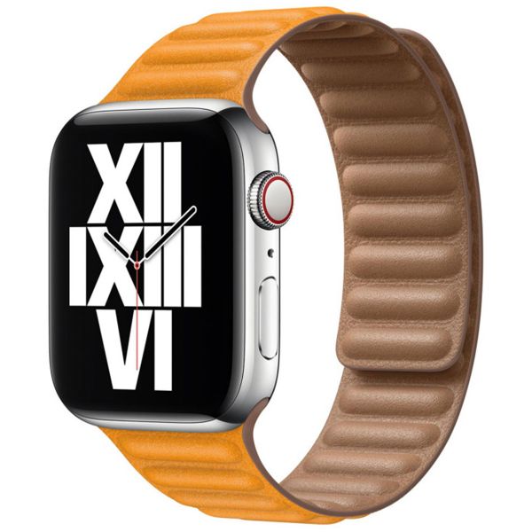 Apple Leather Link Apple Watch Series 1-10 / SE / Ultra (2) - 42/44/45/46/49 mm - Maat M/L - California Poppy