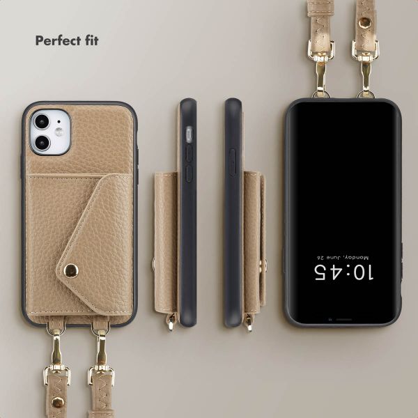 Selencia Sera Phone Case with Cord and Envelope Card Holder Apple iPhone 11 - Taupe