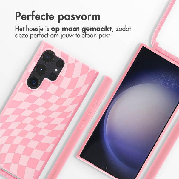 imoshion Siliconen design hoesje met koord Samsung Galaxy S24 Ultra - Retro Pink