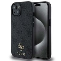 Guess 4G Metal Logo Backcover MagSafe Apple iPhone 15 - Zwart
