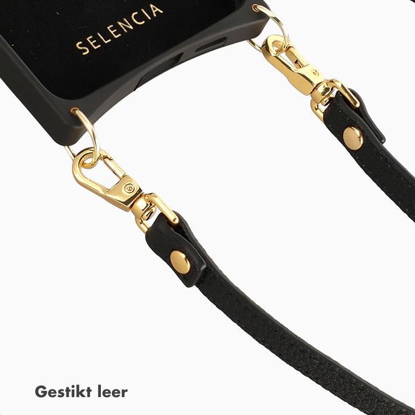 Selencia Real Leather Crossbody telefoonkoord - Zwart