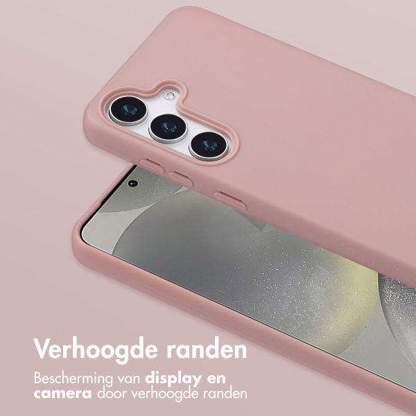 Selencia Siliconen hoesje met afneembaar koord Samsung Galaxy S25 - Sand Pink