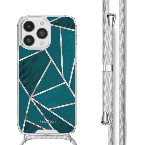 imoshion Design hoesje met koord iPhone 14 Pro Max - Petrol Green Graphic