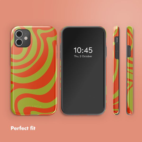 Selencia Vivid Back Cover Apple iPhone 11 - Wavy Swirl Orange Fern