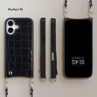 Selencia Nova Croco Phone Case with Cord and Card Holder Apple iPhone 17 - Black