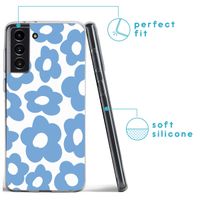 imoshion Design hoesje Samsung Galaxy S21 FE - Retro Blue Flowers