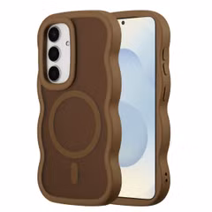 Selencia Wavy Backcover met MagSafe Samsung Galaxy S24 / S25 - Mocha Brown