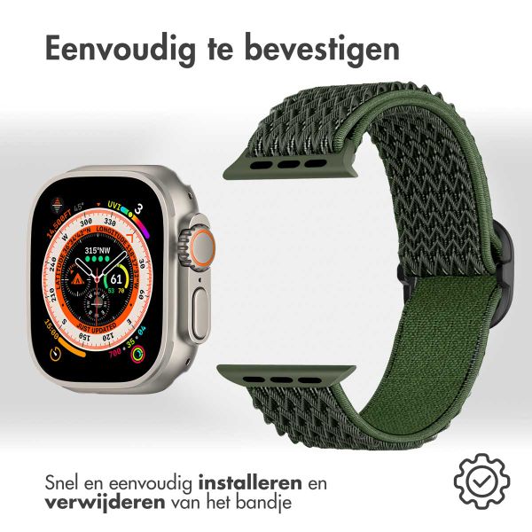 imoshion Elastisch nylon bandje Apple Watch Series 1-10 / SE / Ultra (2) - 42/44/45/46/49 mm - Donkergroen