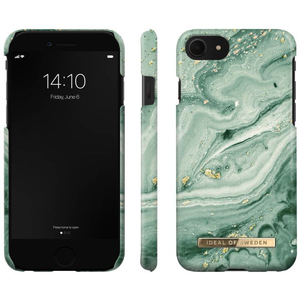 iDeal of Sweden Fashion Backcover Apple iPhone SE (2022 / 2020) / 8 / 7 / 6(s) - Mint Swirl Marble
