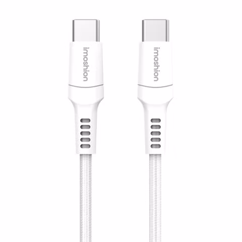 imoshion Braided USB-C naar USB-C kabel - 0,25 meter - Wit