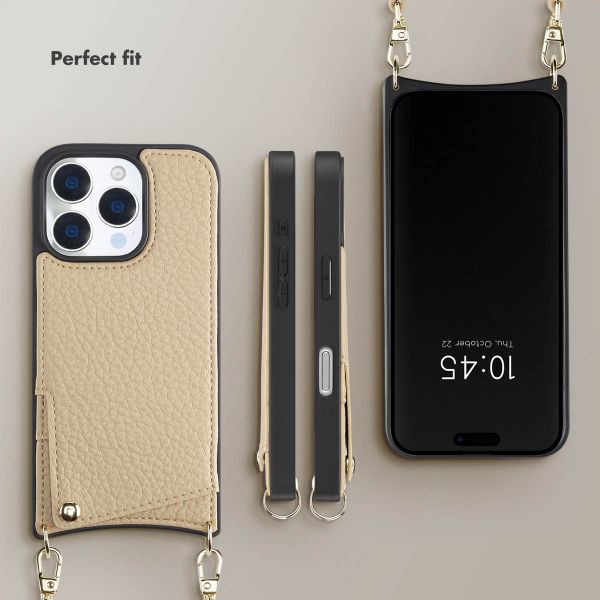 Selencia Nova Phone Case with Cord and Card Holder Apple iPhone 16 Pro - Beige