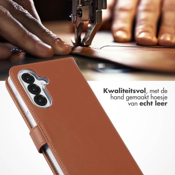 Selencia Echt Leren Bookcase Samsung Galaxy A36 / A56 - Lichtbruin