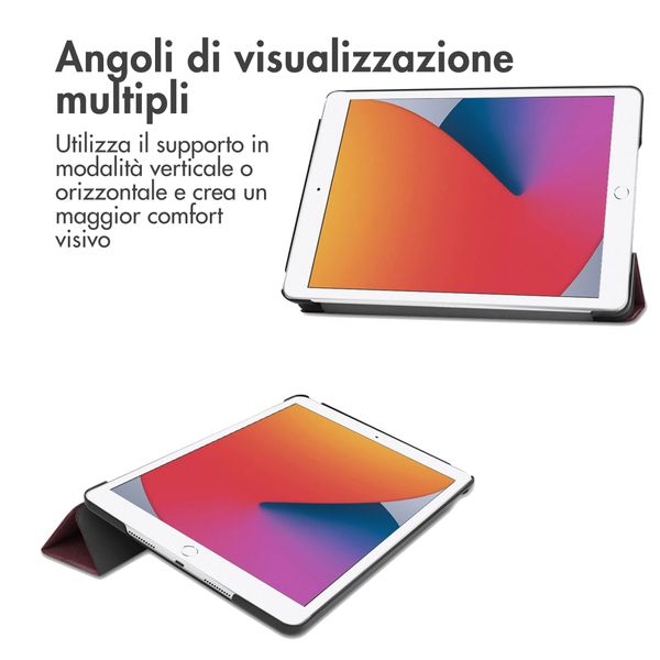 imoshion Trifold Bookcase Apple iPad 9 (2021) 10.2 inch / iPad 8 (2020) 10.2 inch / iPad 7 (2019) 10.2 inch - Bordeaux