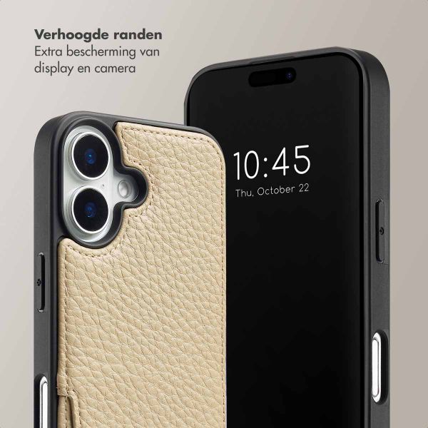 Selencia Nova Backcover met koord en pashouder iPhone 16 - Beige