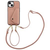 Selencia Sera Phone Case with Cord and Envelope Card Holder Apple iPhone 15 - Old Pink