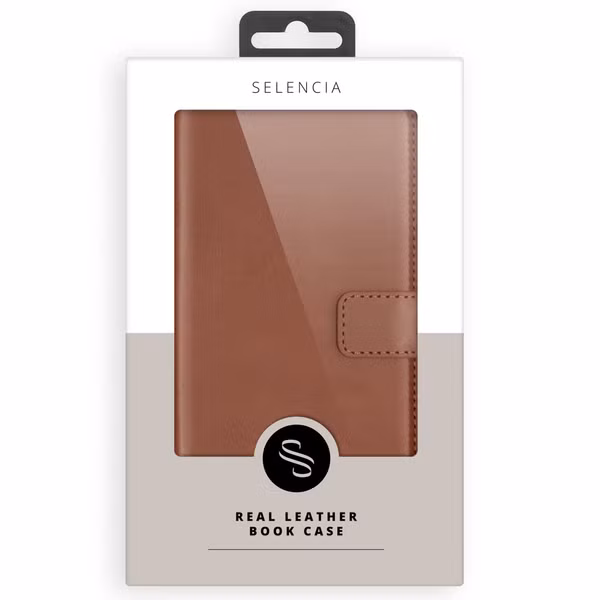 Selencia Echt Lederen Bookcase Apple iPhone 15 Pro - Lichtbruin