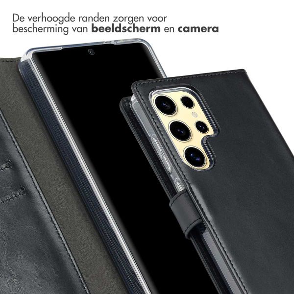 Selencia Echt Leren Bookcase Samsung Galaxy S25 Ultra - Zwart