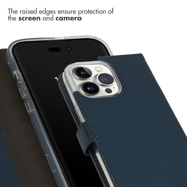 Selencia Genuine Leather Book Case Apple iPhone 14 Pro Max - Blue