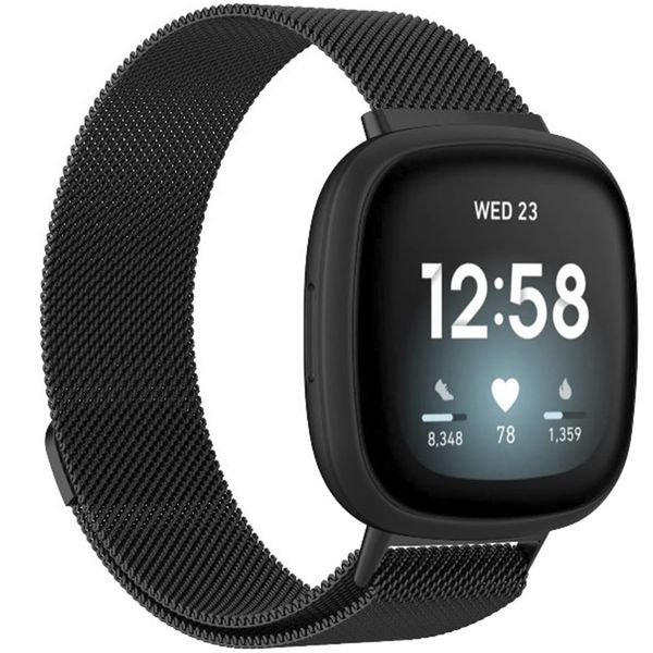 imoshion Milanees Watch bandje Fitbit Versa 4 / 3 / Sense (2) - Zwart