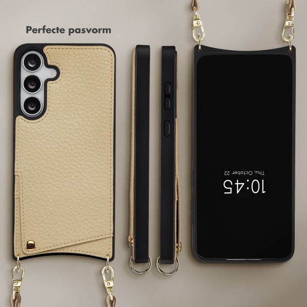 Selencia Nova Telefoonhoes met Koord en Pashouder Samsung Galaxy S25 FE - Beige