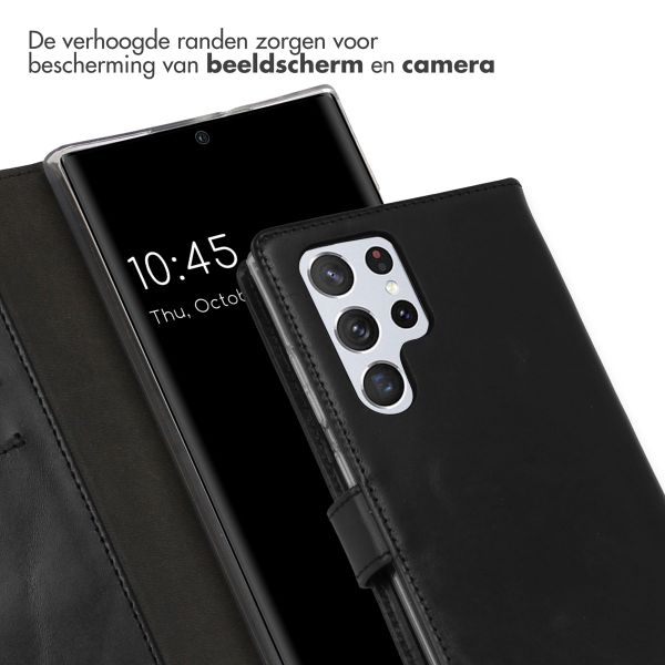 Selencia Echt Lederen Bookcase Samsung Galaxy S22 Ultra - Zwart