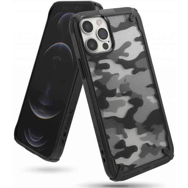 Ringke Fusion X Backcover iPhone 12 (Pro) - Camo Zwart