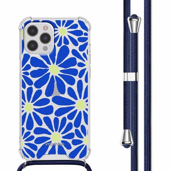 imoshion Design hoesje met koord iPhone 12 Pro Max - Cobalt Blue Flowers Connect