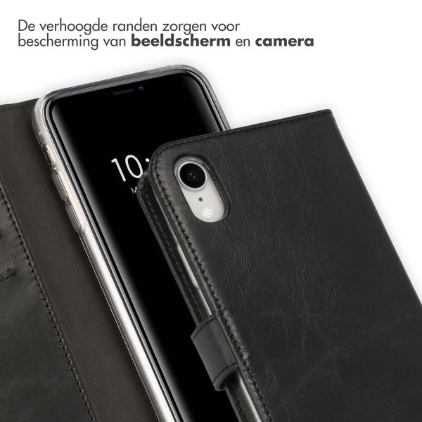 Selencia Echt Leren Bookcase Apple iPhone Xr - Zwart