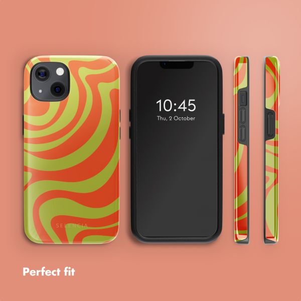 Selencia Vivid Back Cover with MagSafe Apple iPhone 13 - Wavy Swirl Orange Fern