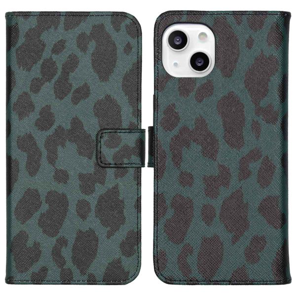 imoshion Design Softcase Bookcase iPhone 13 - Green Leopard