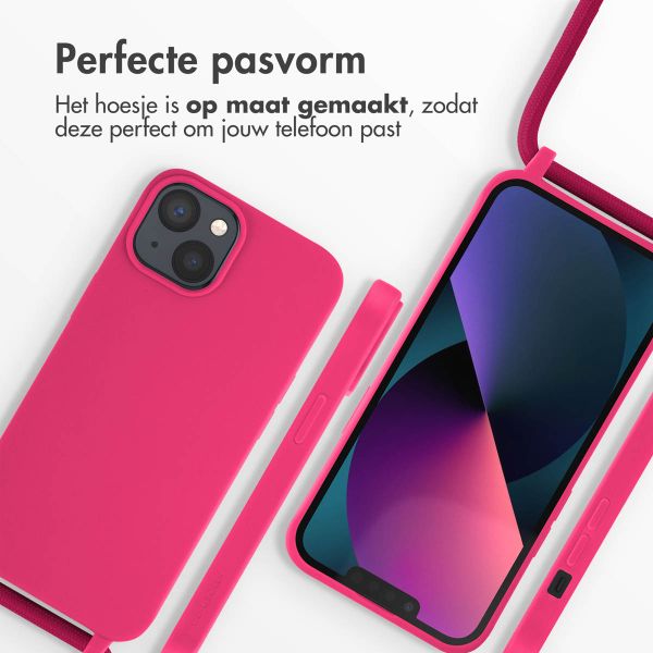 imoshion Siliconen hoesje met koord iPhone 14 - Fluor Roze