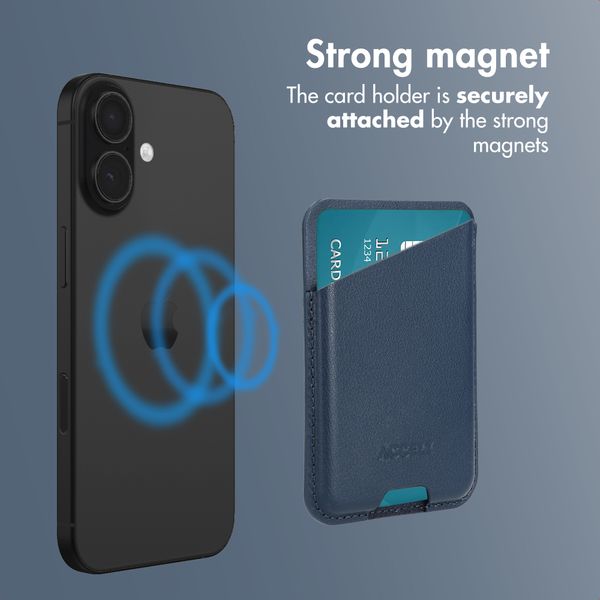Accezz Magnetic Leather Card Holder - Compatible with Apple Find My - Nightfall Blue