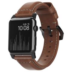 Nomad Traditional Band van leder Apple Watch Series 1 t/m 10 / SE / Ultra (2) (44/45/46/49 mm) - Bruin/Zwart