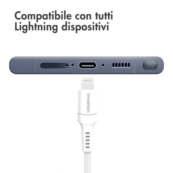 imoshion Lightning naar USB-C kabel - Non-MFi - Gevlochten textiel - 1 meter - Wit
