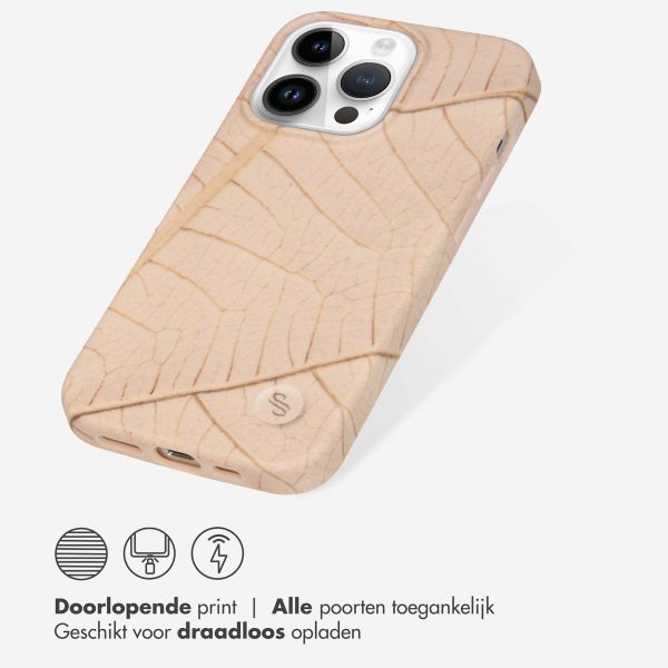 Selencia Aurora Fashion Backcover iPhone 14 Pro - Duurzaam hoesje - 100% gerecycled - Earth Leaf Beige