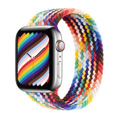 Apple Gevlochten solobandje Apple Watch | 44/45/46/49 mm - Maat 3 - Rainbow Pride