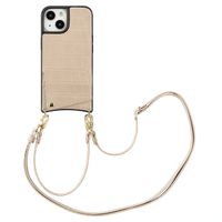 Selencia Nova Croco Phone Case with Cord and Card Holder Apple iPhone 15 - Beige