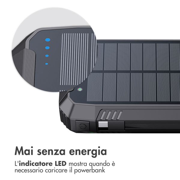 imoshion Solar Powerbank 30.000 mAh - Draadloze powerbank op zonne-energie - Quick Charge en Power Delivery - Zwart