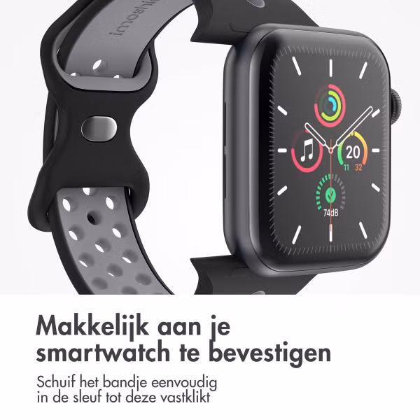 imoshion Sport⁺ bandje Apple Watch Series 1 t/m 11 / SE / Ultra (44/45/46/49 mm) - Maat M/L - Black & Anthracite