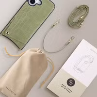 Selencia Nova Croco Telefoonhoes met Koord en Pashouder Apple iPhone 17 - Sage Green